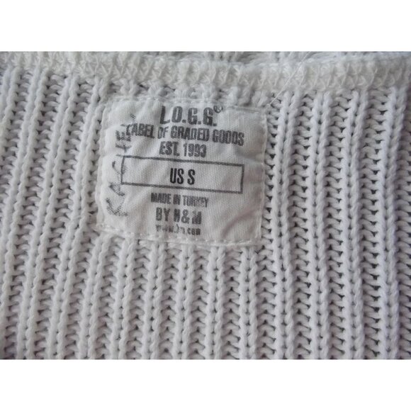 L.O.G.G. By H&M Cardigan Sweater Womens Size Small White Knit Button Front - Picture 3 of 10